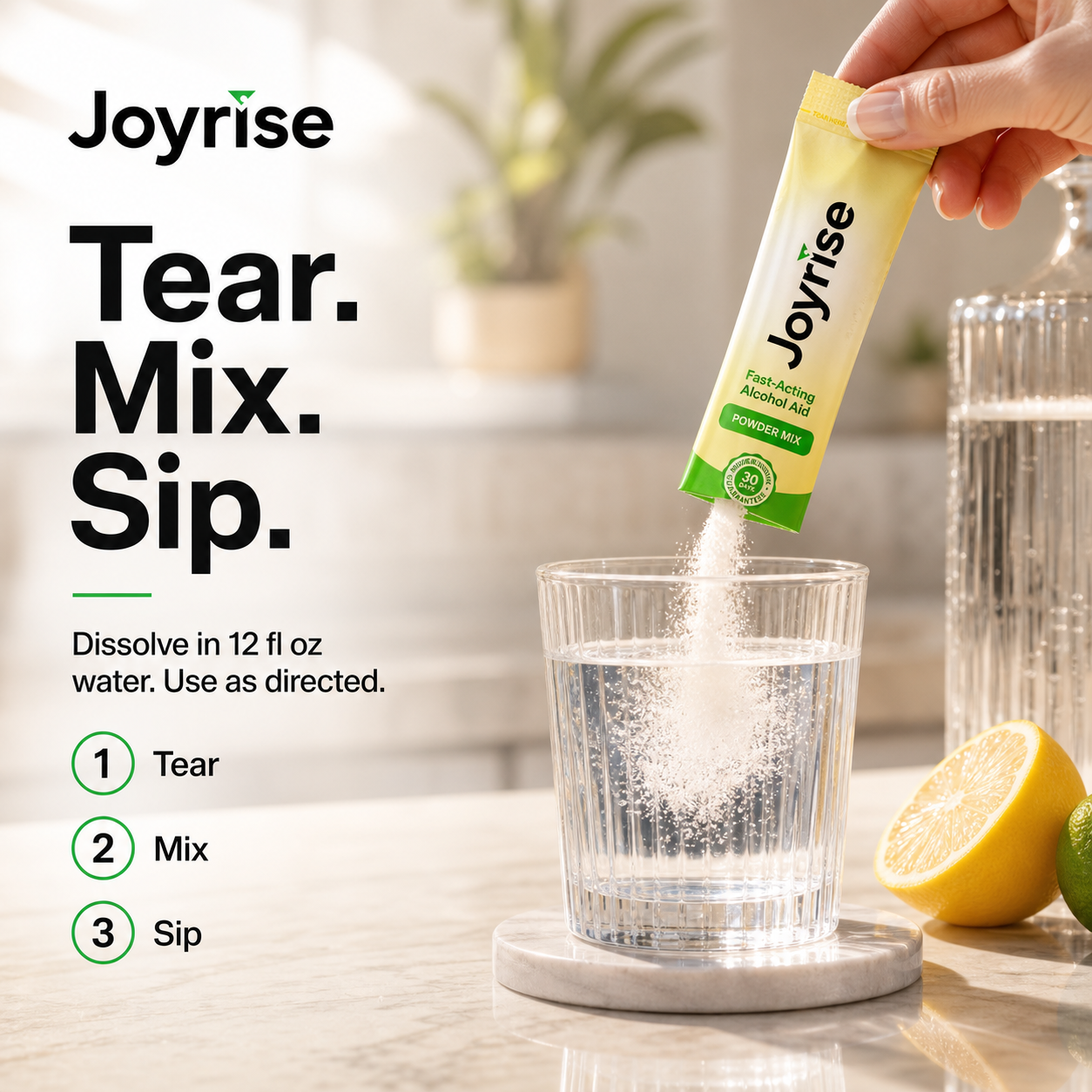 Joyrise powder being mixed into water