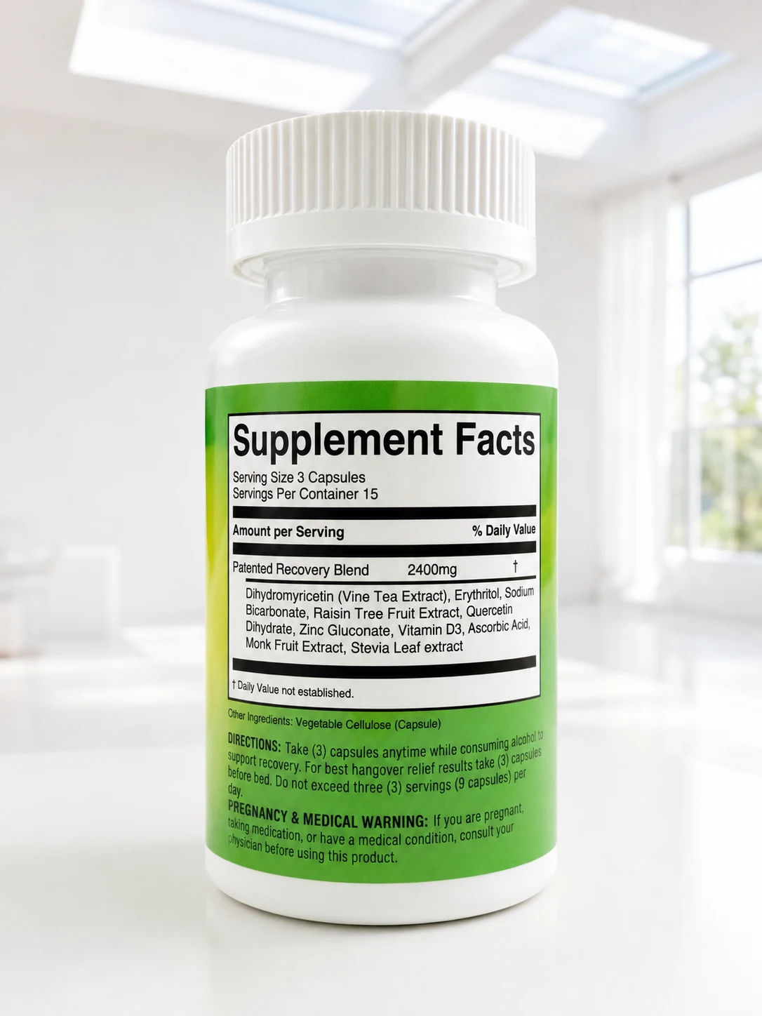 Joyrise bottle back with Supplement Facts and directions